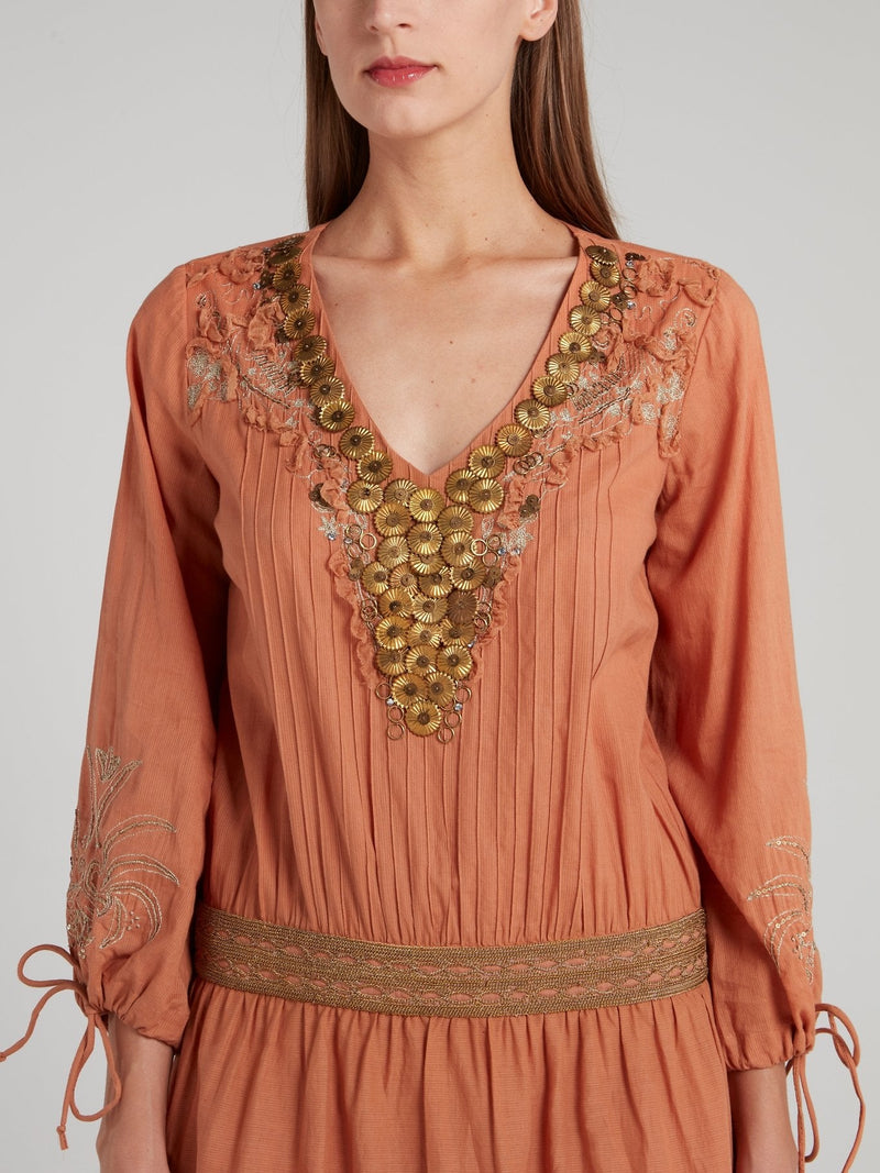 Embellished Drop Waist Prairie Dress