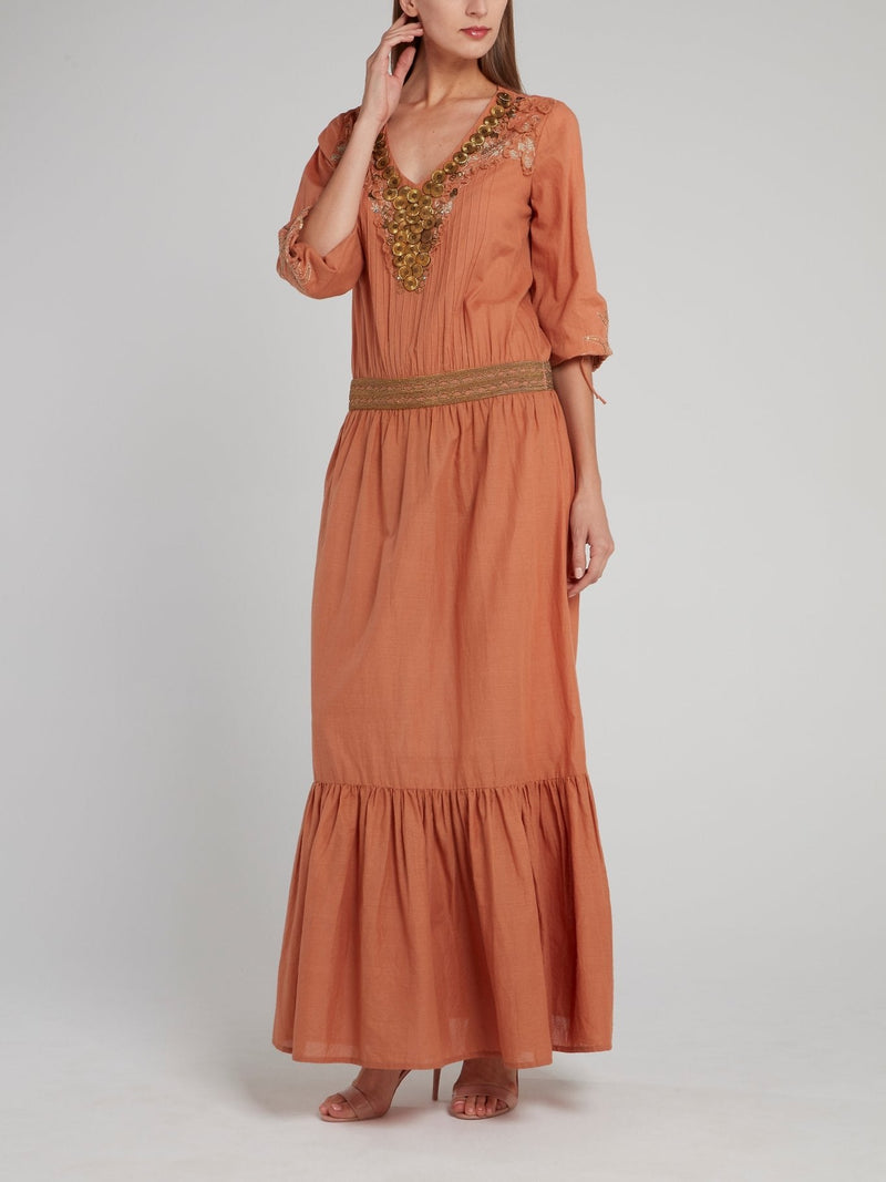 Embellished Drop Waist Prairie Dress