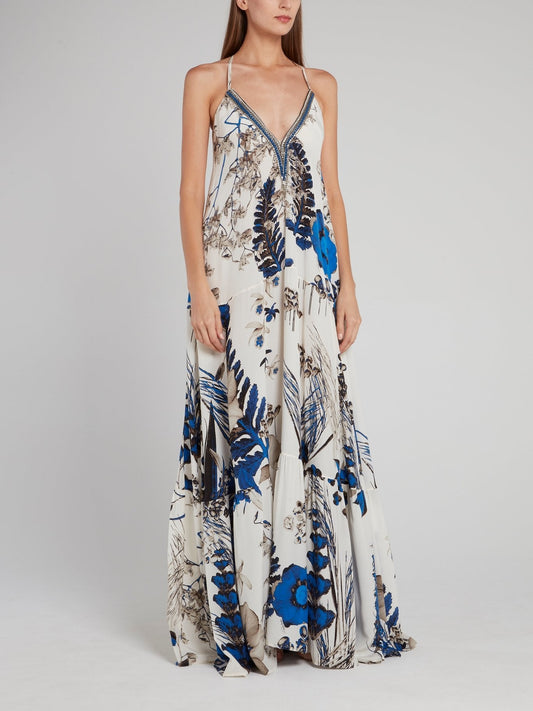 Floral Print Flounce Maxi Dress