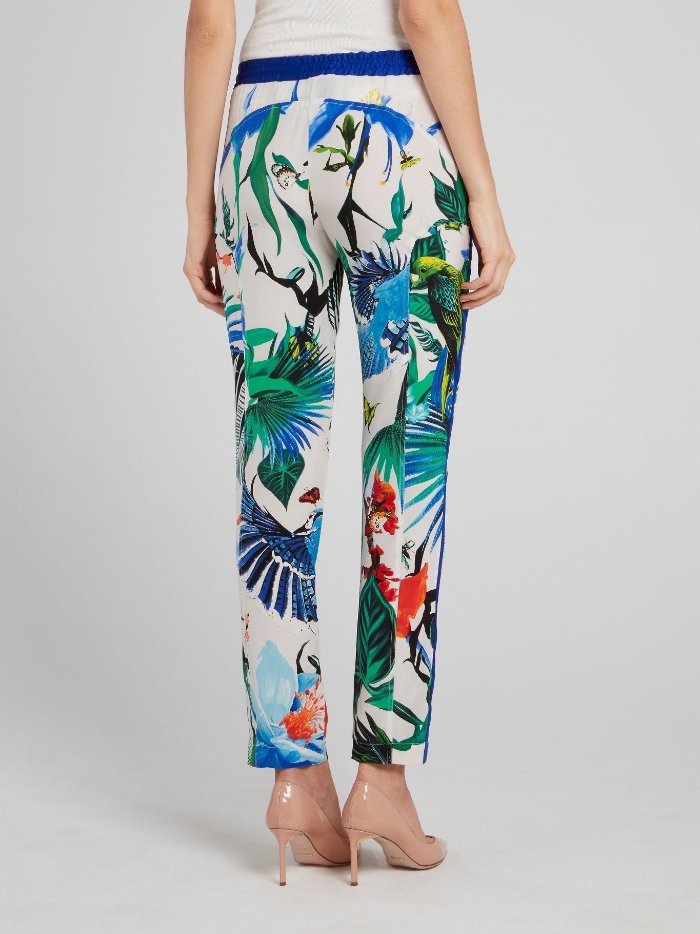 Flora and Fauna Print Straight Cut Pants