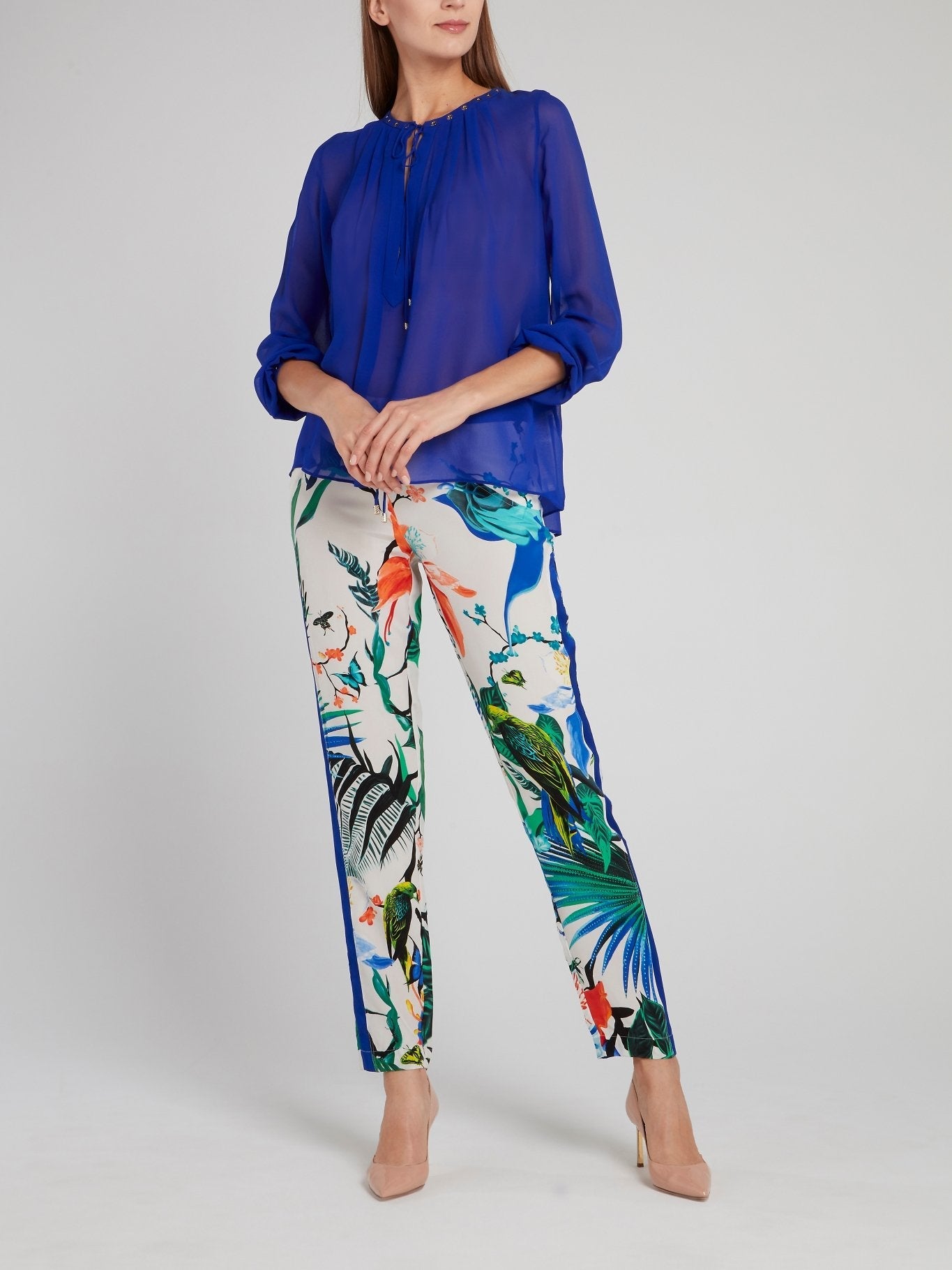 Flora and Fauna Print Straight Cut Pants