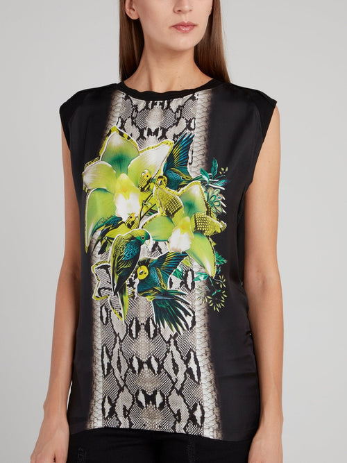 Flora and Fauna Printed Sleeveless Top