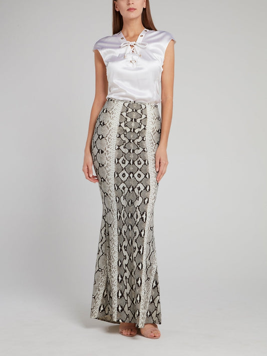 Snake Effect Godet Maxi Skirt