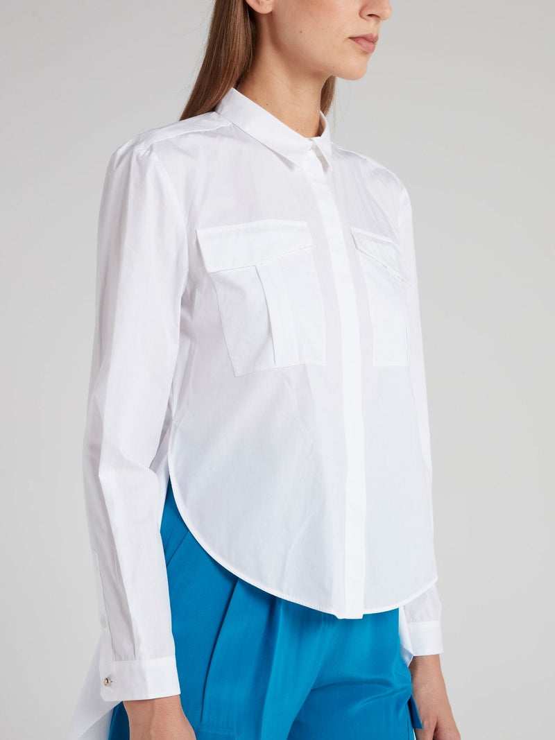 White Ribbon Waist Blouse