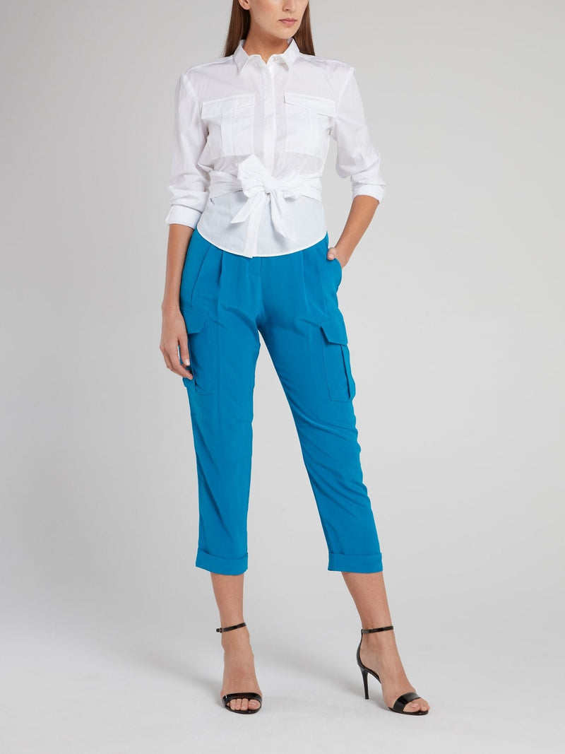 Blue High Waist Toreador Pants