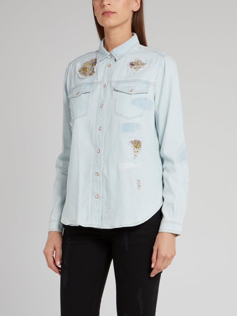 Embroidered Light Blue Top