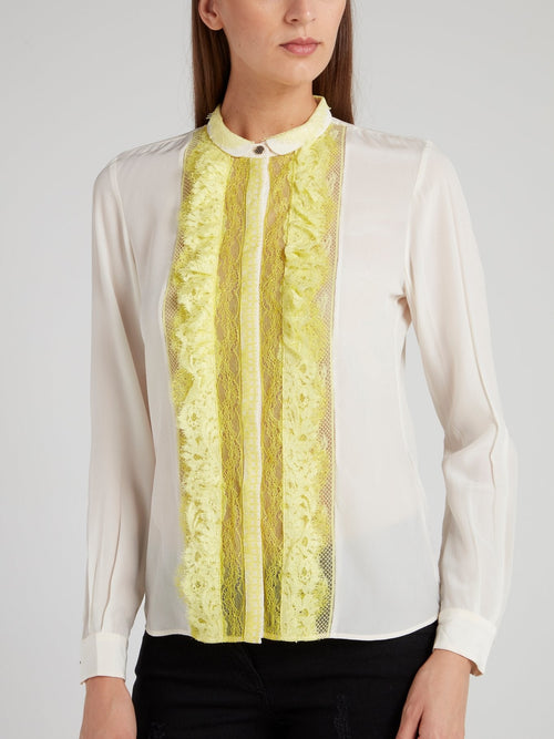 Yellow Lace Panel Blouse