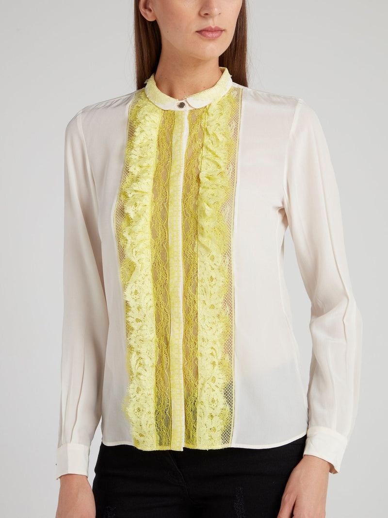 Yellow Lace Panel Blouse