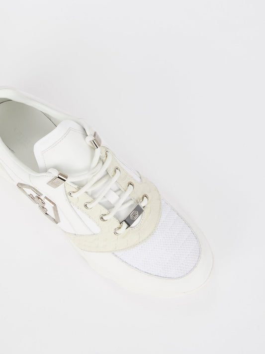 White Rear Logo Platform Sneakers