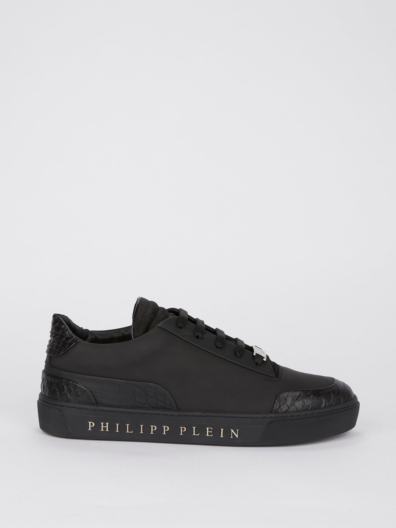 Black Crocodile Panel Sneakers