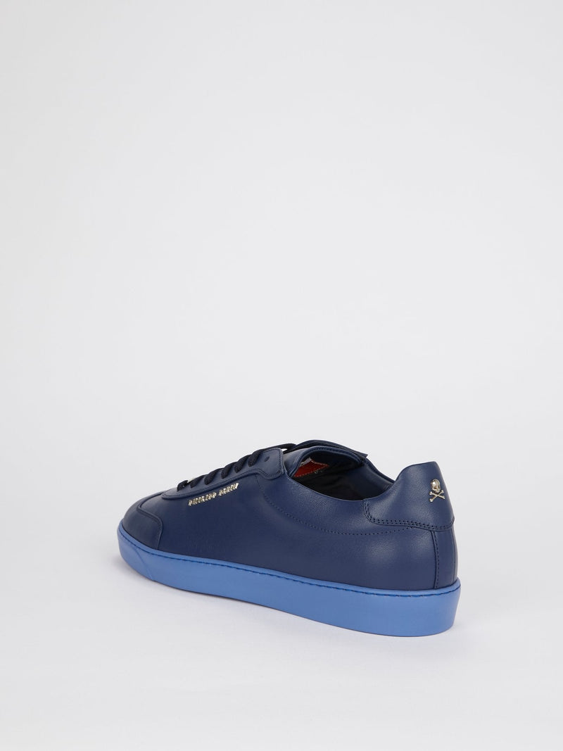 Navy Low Top Leather Sneakers