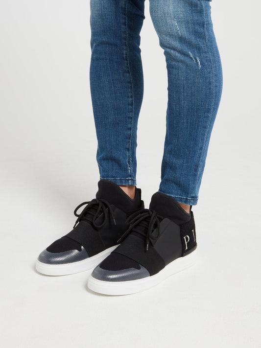 Black Rear Logo High Top Sneakers