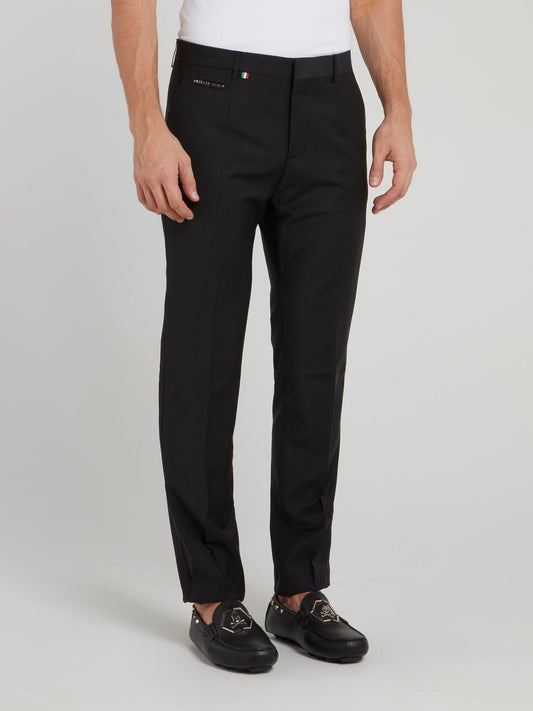 Black Straight Cut Chino Pants