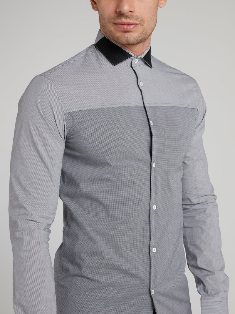 Grey Pinstripe Long Sleeve Shirt