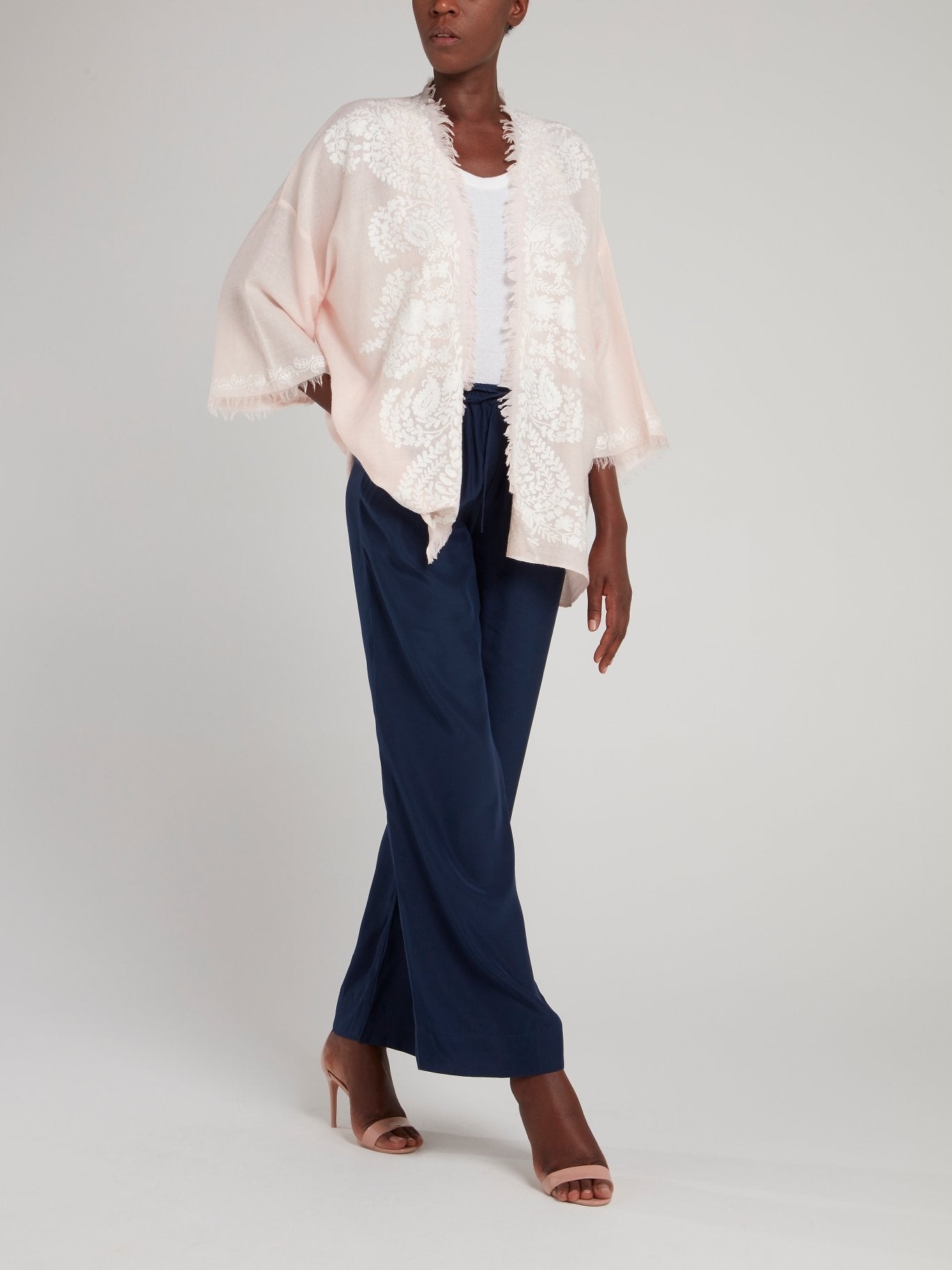 Navy Drawstring Palazzo Pants