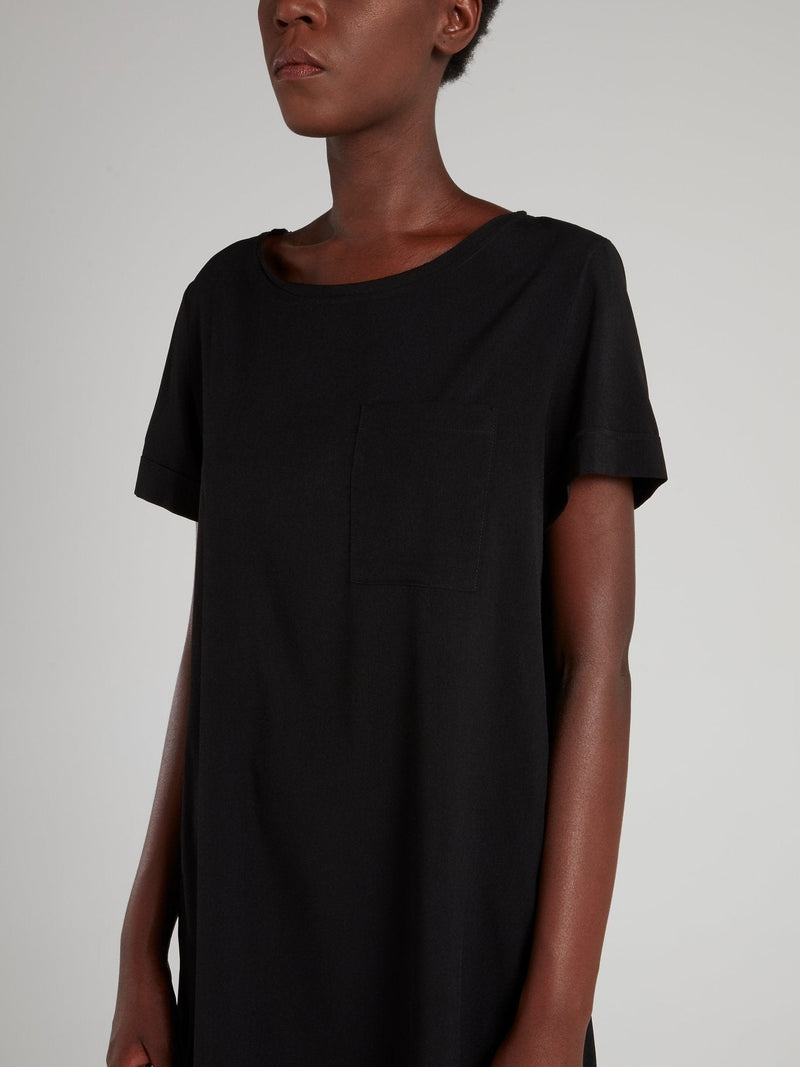 Black Crewneck Shift Dress