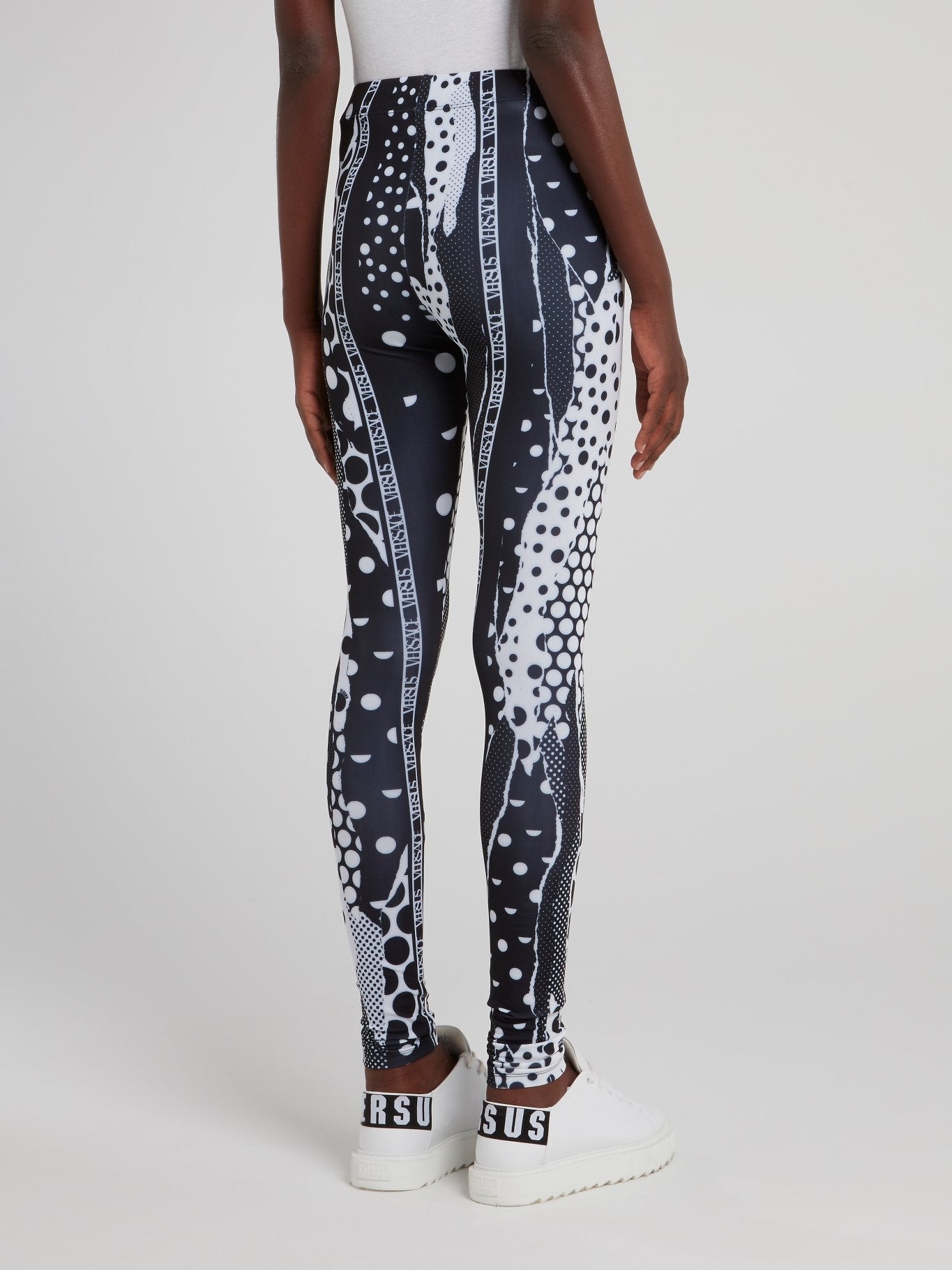 Logo Stripe Pattern Print Leggings