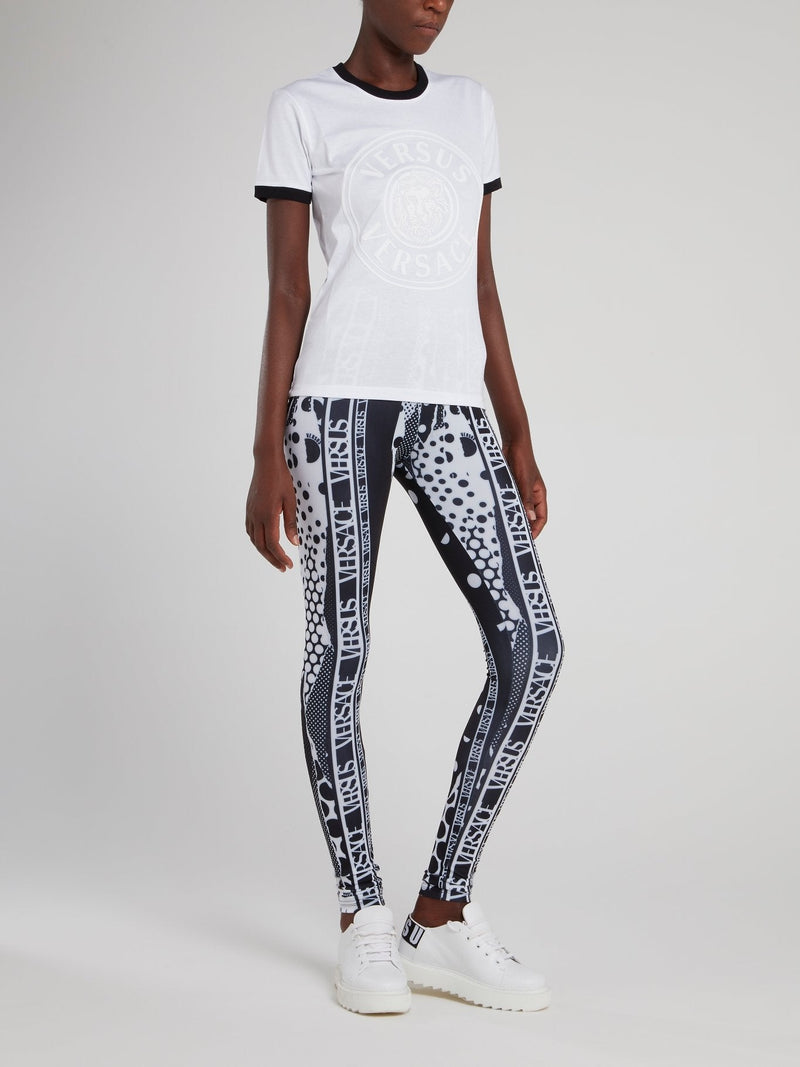 Logo Stripe Pattern Print Leggings