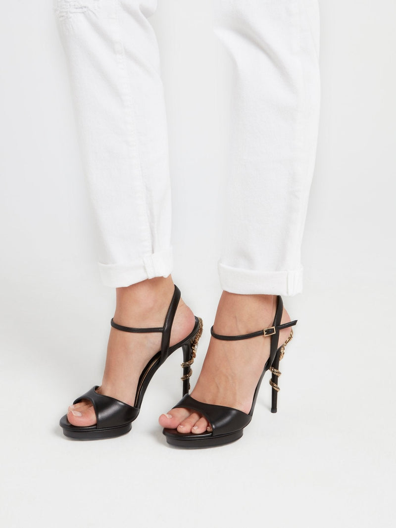 Black Snake Embellished Sandals