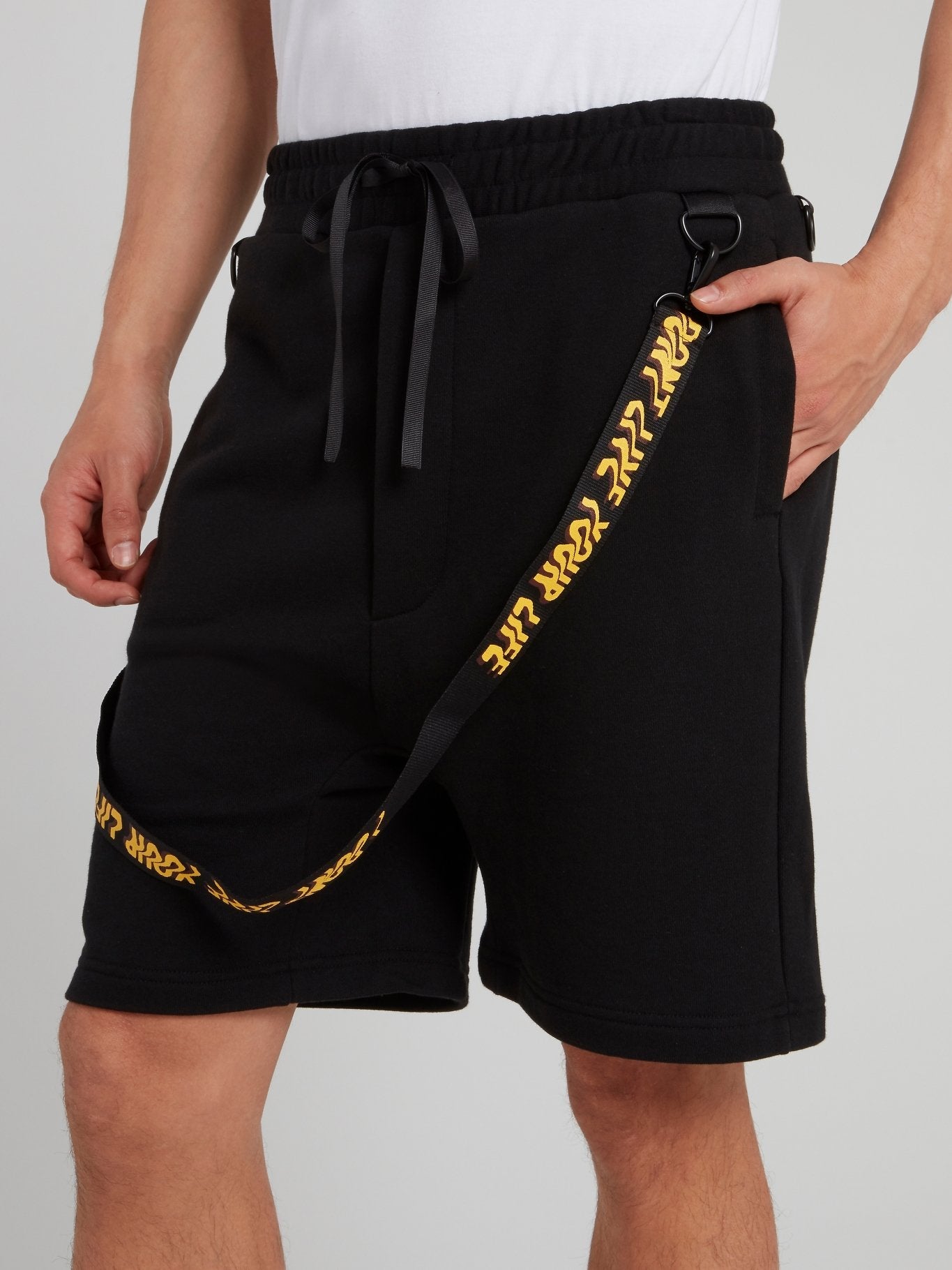 Black Tape Detail Statement Shorts