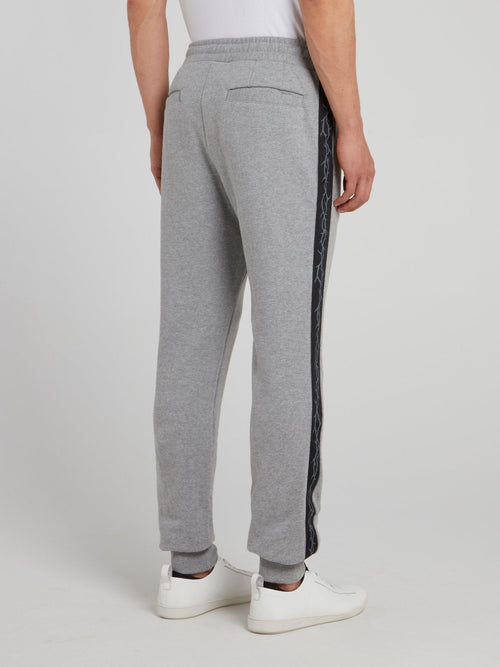 Grey Side Print Knitted Track Pants