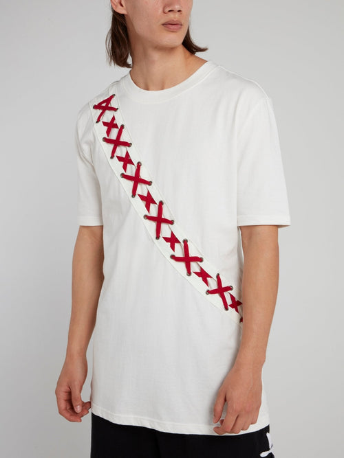 White X-String Panel T-Shirt