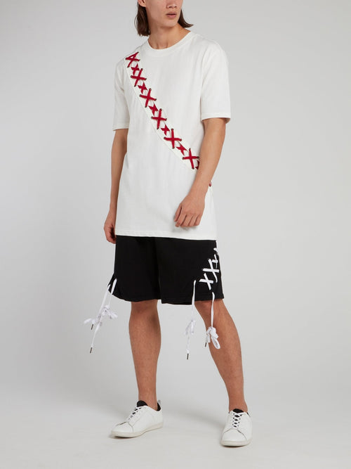 White X-String Panel T-Shirt