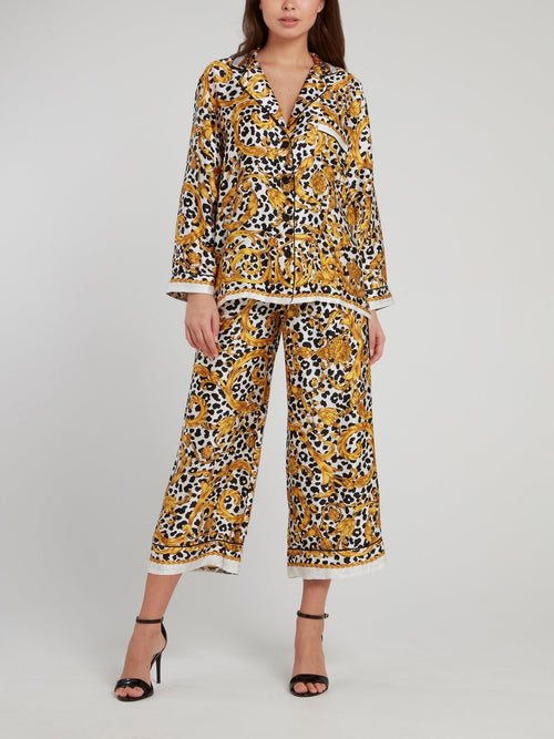 Baroque Leopard Print Midi Pants