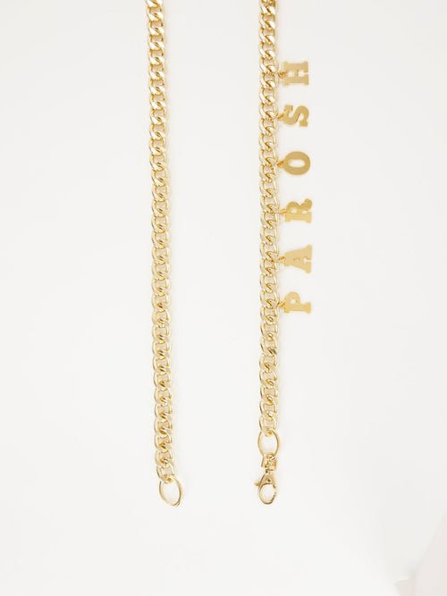 Gold Tone Logo Chain Belt