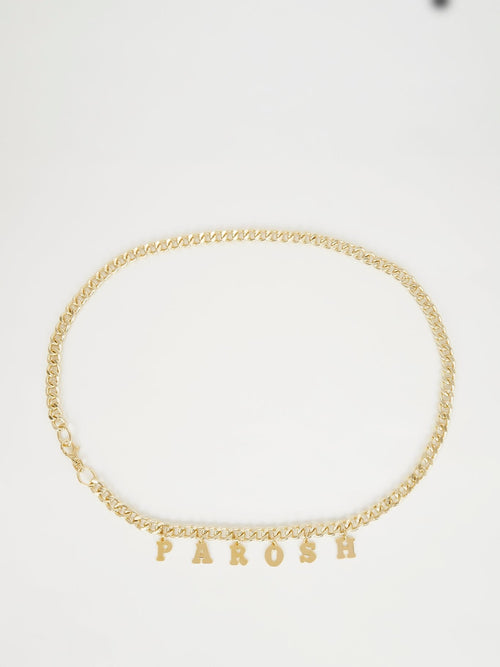 Gold Tone Logo Chain Belt