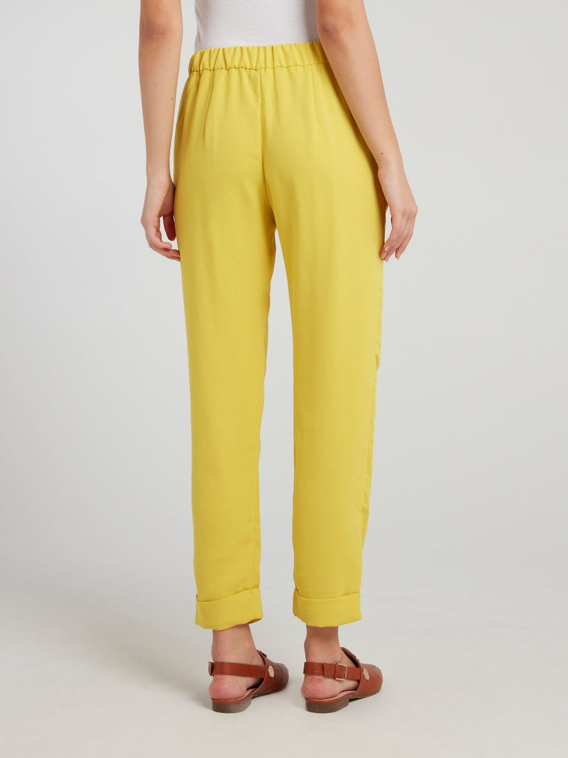 Yellow High Waist Tapered Pants