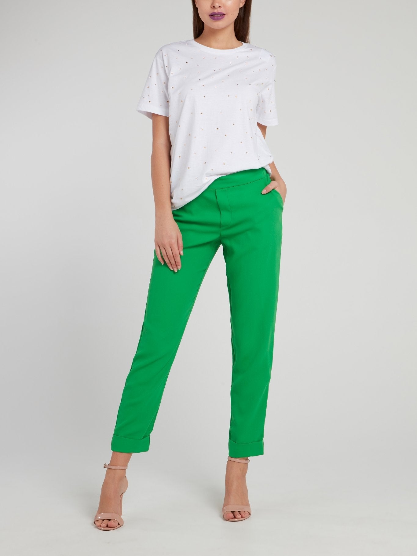 Green High Waist Tapered Pants