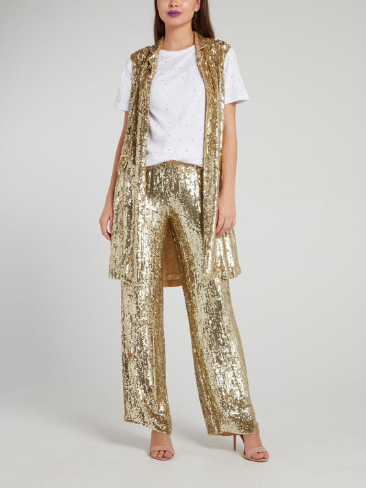 Gold Sequin Palazzo Pants