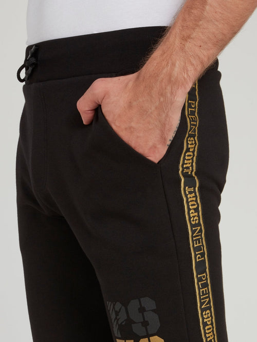 Black Side Stripe Logo Jogging Shorts