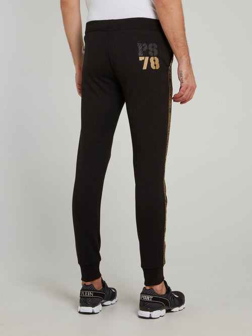 Black Side Stripe Logo Track Pants