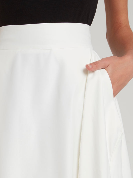 White Flared Attended Evening Skirt
