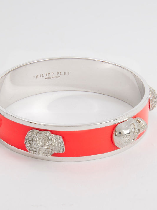 Coral Orange Crystal Skull Bangle