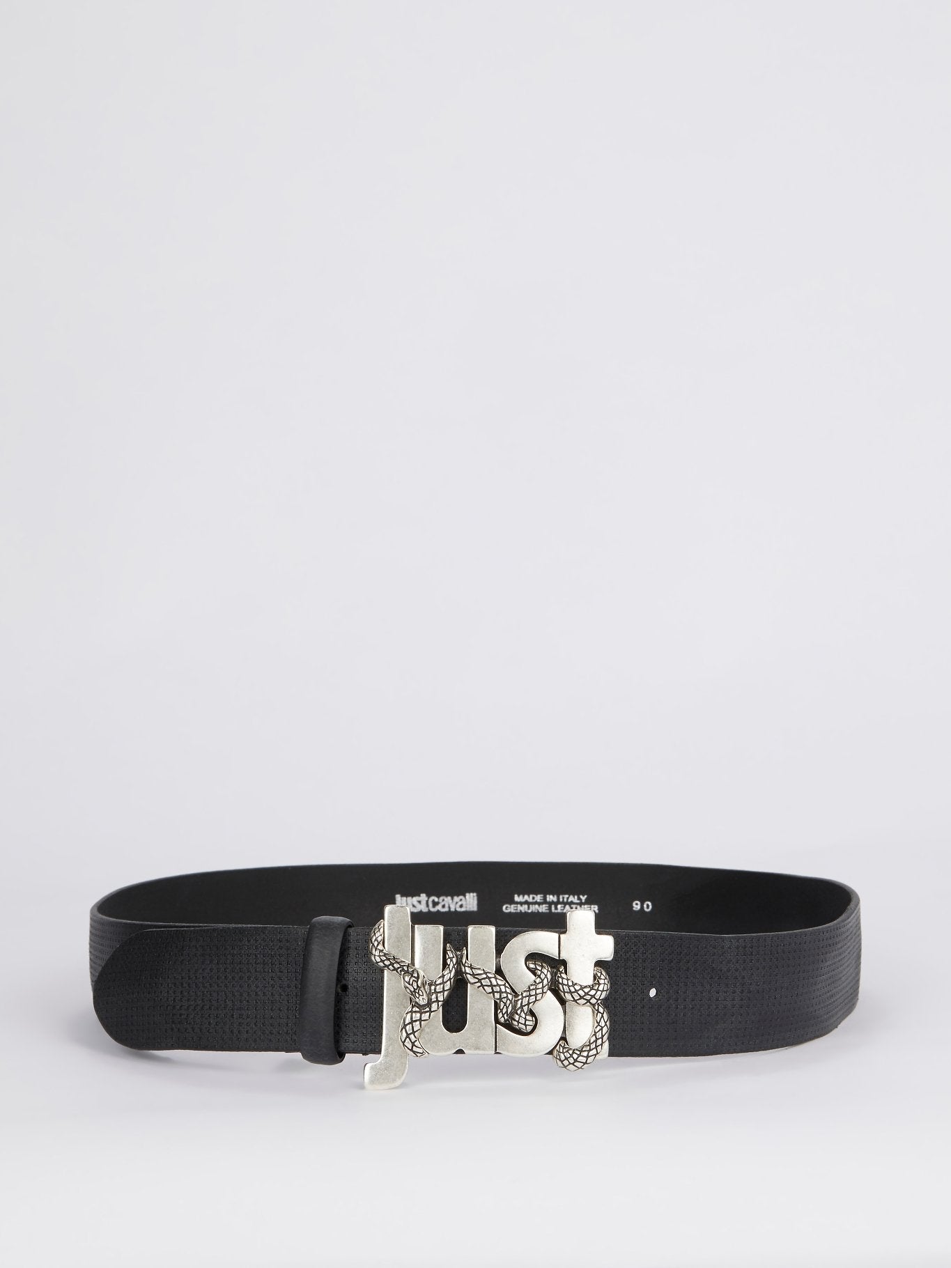 Logo Buckle Textured Leather Belt