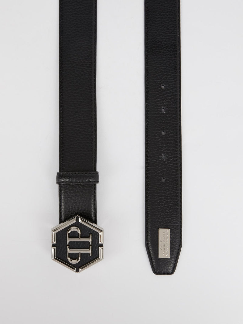 Logo Buckle Calf Leather Belt