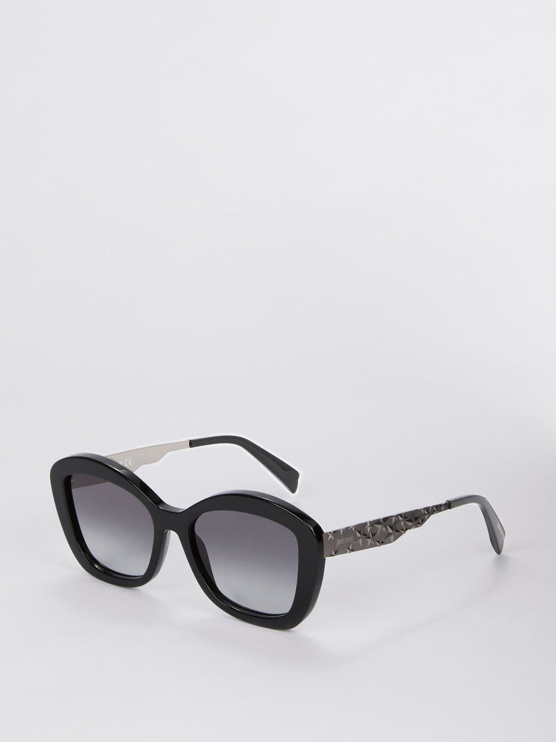 Shiny Black Square Sunglasses