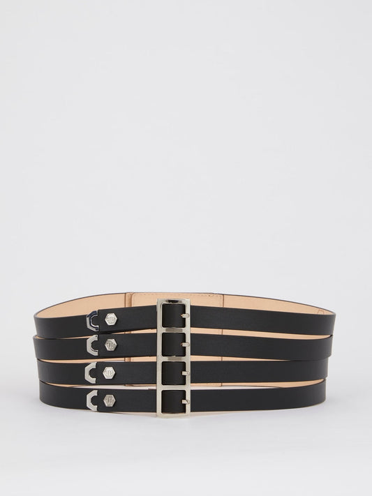 Black Multi-Strap Leather Belt