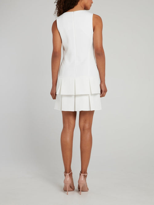 Aloha Plein White Pleated Mini Dress