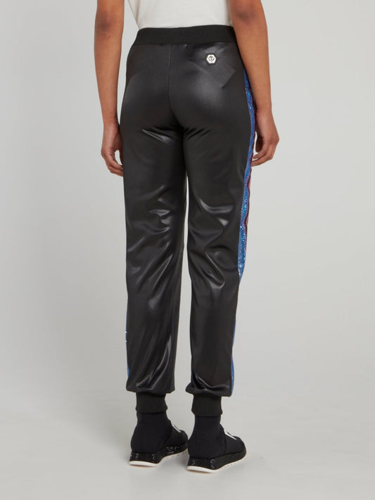 Black Side Stripe Studded Track Pants