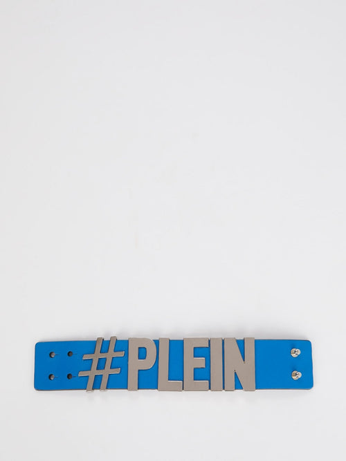 Blue Logo Embellished Statement Bracelet