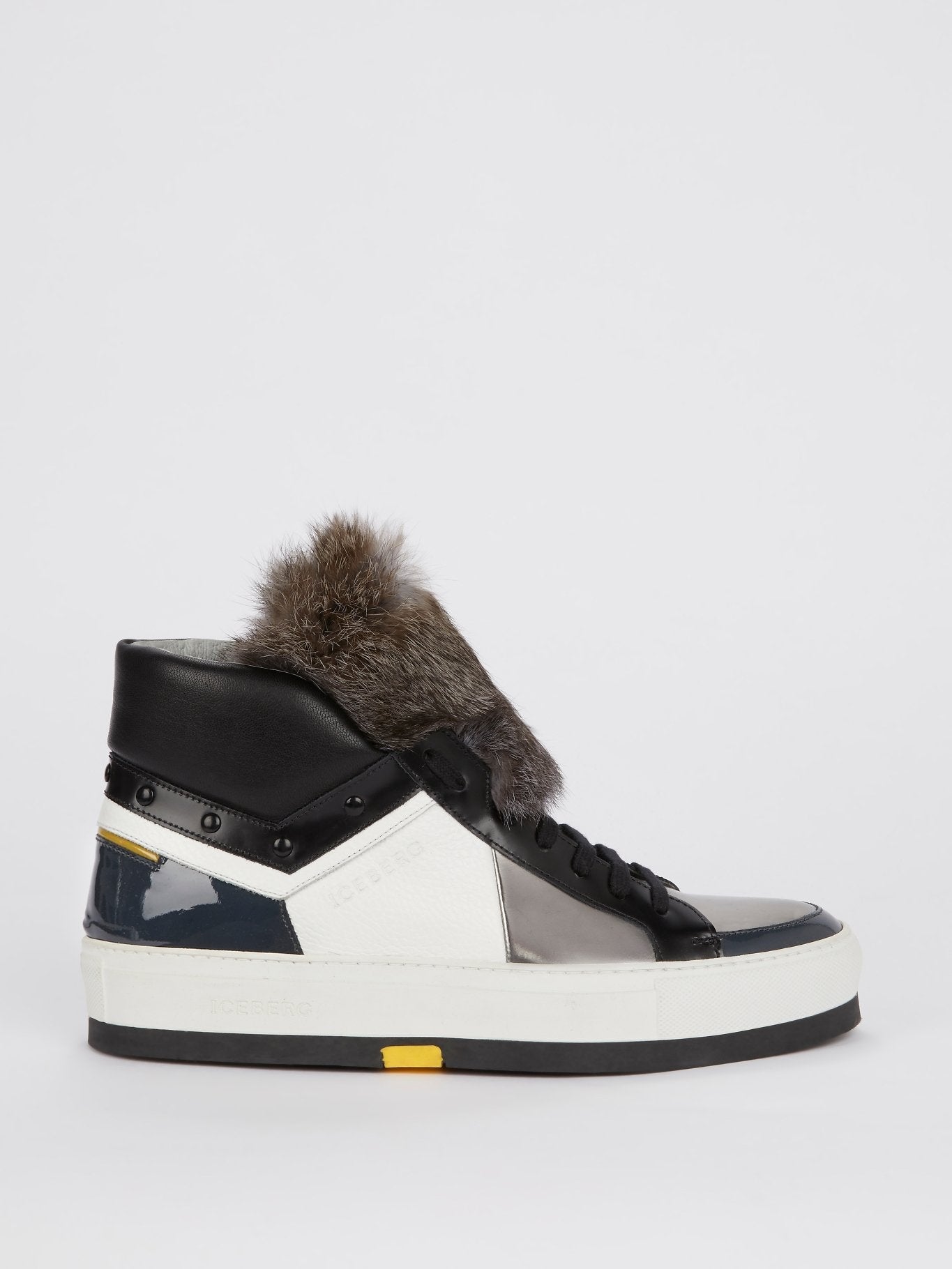 Grey Faux Fur High Top Sneakers