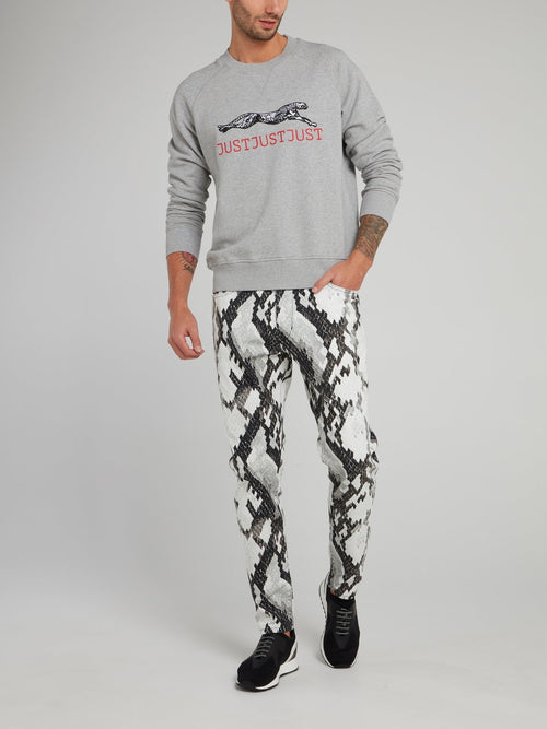 Snake Effect Slim Fit Trousers