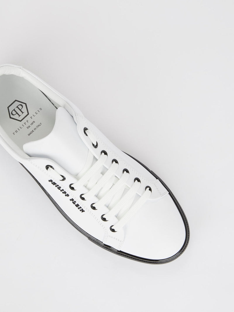 White Contrast Sole Low Top Sneakers