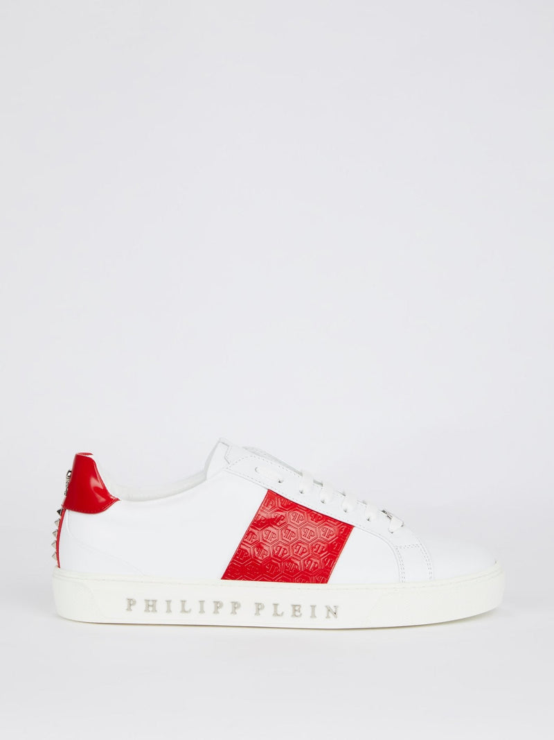 Red Heel Patch Low Top Leather Sneakers