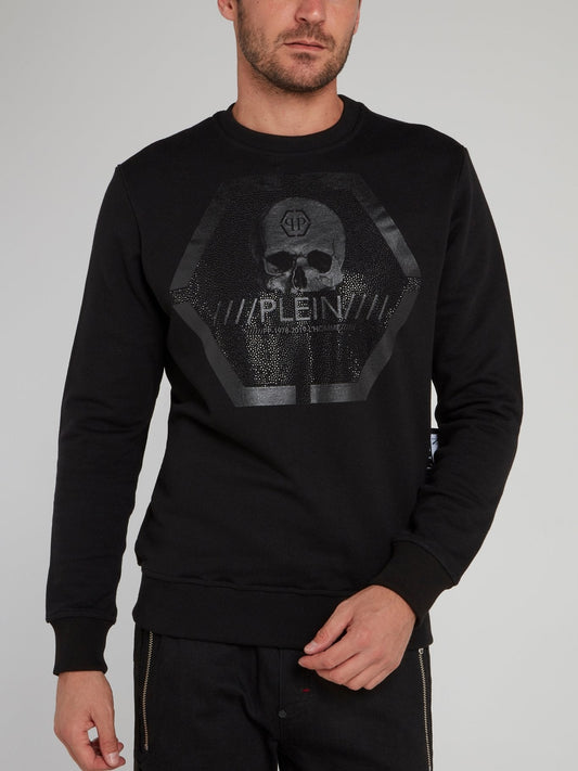 Skull Logo Studded Sweatshirt