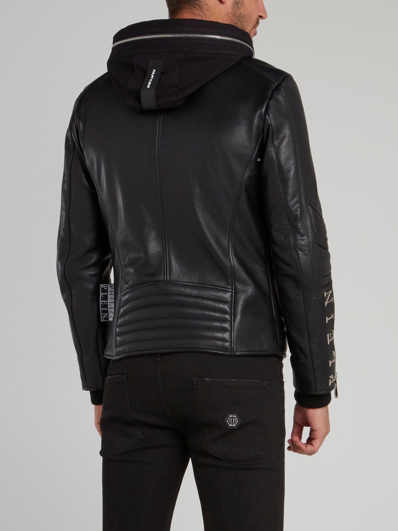 Zipper Embellished Hooded Moto Jacket